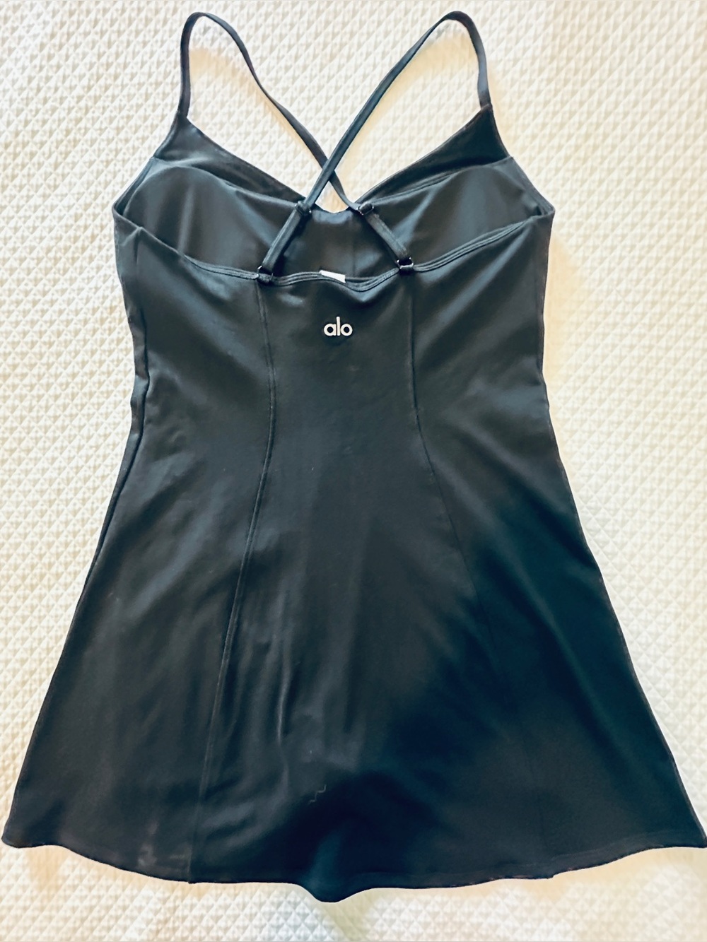 ALO Yoga Black Strappy Slip Dress with Crossback